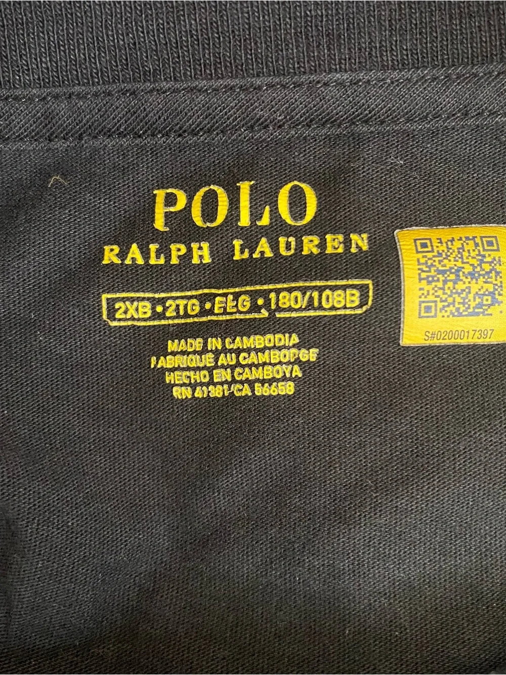 Polo by Ralph Lauren Big & Tall Black Short Sleeve Crew T-Shirt Red Pony 2XB